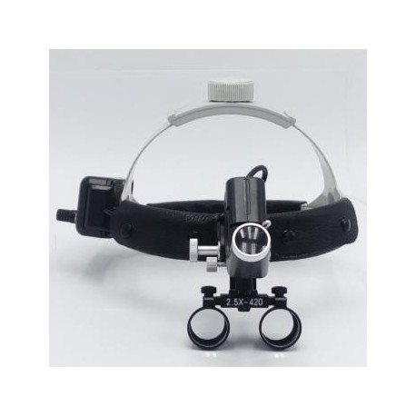 DY-105 Dental quirúrgico médico 2.5X420mm lupa con luz de cabeza LED