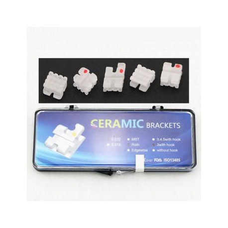 5 paquete dentales Ortodoncia Brackets de cerámica del Brackets ROTH 022 3 ganchos