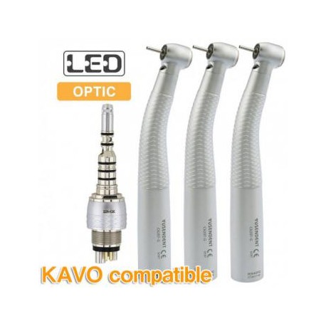 YUSENDENT® CX207-GK-PQ Pieza De Mano Alta Velocidad Led Compatible con W&H (Turbina x3 + Acoplamiento x1)