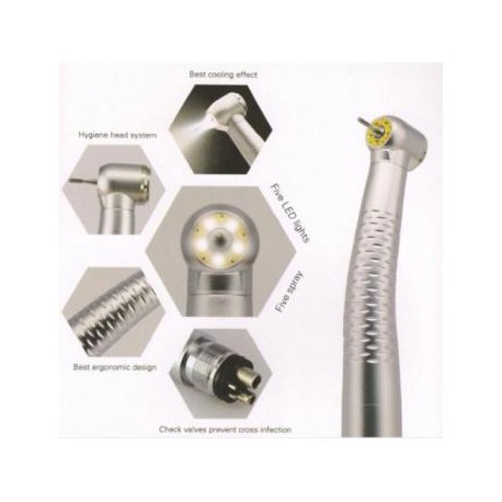 E-generador dental 5 LED auto-potencia E-generador de alta velocidad pieza de mano pulsador