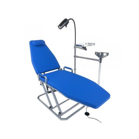 Greeloy GU-P109 Silla plegable dental portátil con luz fría LED y juego completo de bandeja para instrumentos