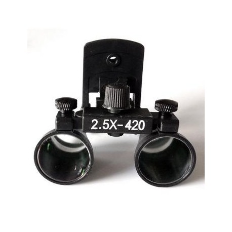Lupa de cabeza dental con clip de 2.5 x 420 mm