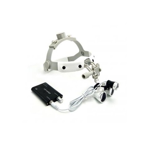 3.5X Lupa de cristal quirúrgico con lupa médica diadema de piel DY-108 tipo con faro LED